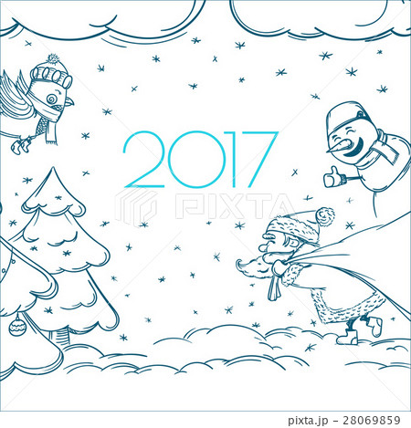 Happy new 2017 greeting card template 28069859