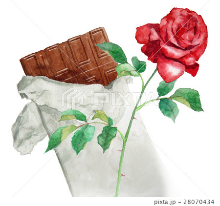 板チョコと赤いバラ 28070434