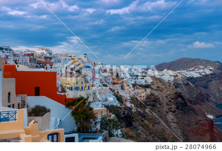View of the village Oia on the sunset. View of the village Oia on the sunset. 28074966
