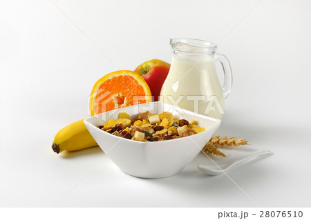 breakfast cereals, milk and fresh fruit breakfast cereals, milk and fresh fruit 28076510