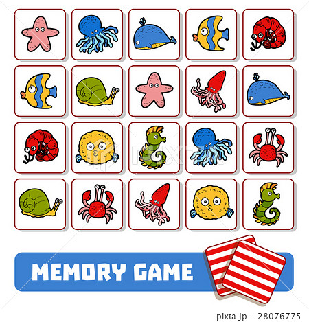 Memory game for children, cards with sea animals 28076775