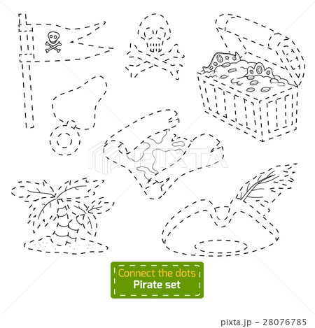 Connect the dots. Vector cartoon pirate set 28076785