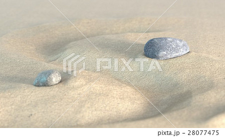 zen meditation stone on sands 3d illustration 28077475