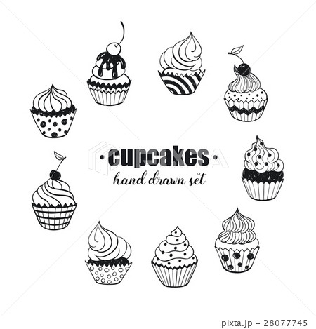 hand drawn cupcakes 28077745