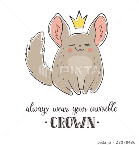Cartoon chinchilla with crown 28078436