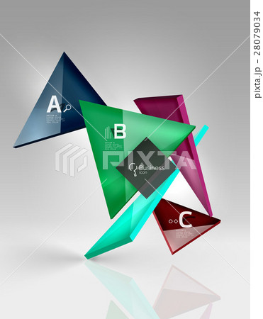 Colorful glossy glass triangle on empty 3d space Colorful glossy glass triangle on empty 3d space 28079034
