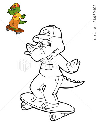 Coloring book, Crocodile on a skateboard 28079405