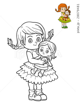 Coloring book, Girl and doll 28079481