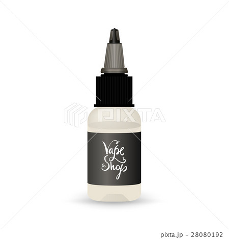 White vape bottle with liquid or aroma. Electronic 28080192