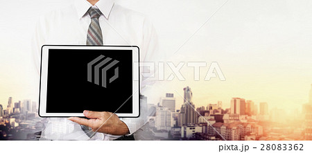 A man holding digital tablet with copy space 28083362