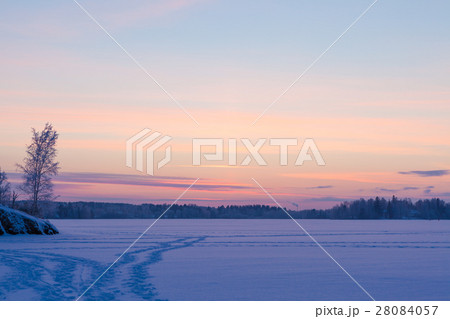 Serene sunset sky at winter Serene sunset sky at winter 28084057