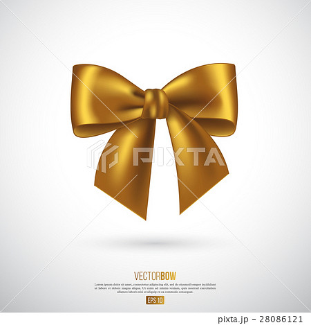 Realistic golden bow and ribbon. Realistic golden bow and ribbon. 28086121