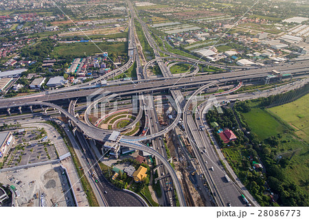 Busy highway junction from aerial view Busy highway junction from aerial view 28086773