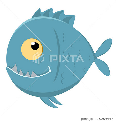 Cute cartoon piranha with sharp teeth - Stock Illustration [28089447] -  PIXTA
