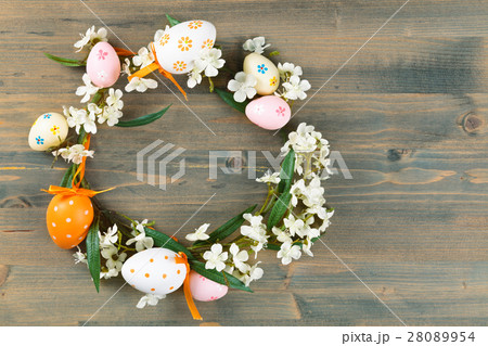 Easter eggs wreath. Easter eggs wreath. 28089954