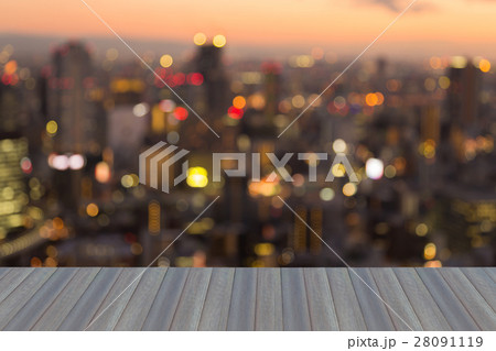 Blurred bokeh lights Osaka city business downtownの写真素材 [28091119] - PIXTA