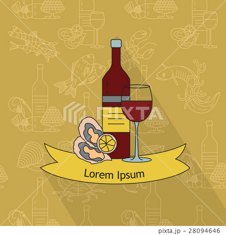 Seafood and vine logo with place for your text. 28094646