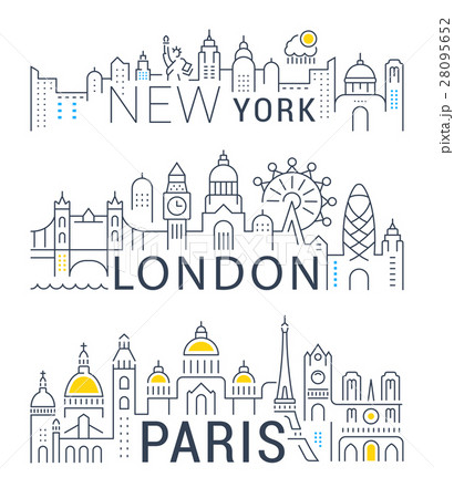 Set Vector Line Banners Paris, London and New York 28095652