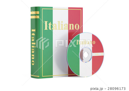 Italian book with flag of Italy and CD disk Italian book with flag of Italy and CD disk 28096173