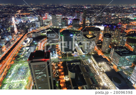 横浜みなとみらいの夜景の写真素材