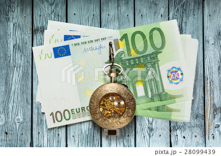 Euro banknotes and vintage pocket watch 28099439