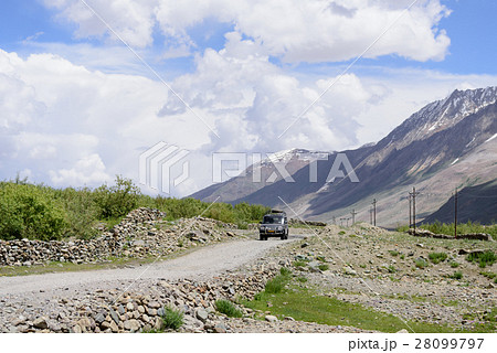 A car travel along the  road in Ladakh, India 28099797