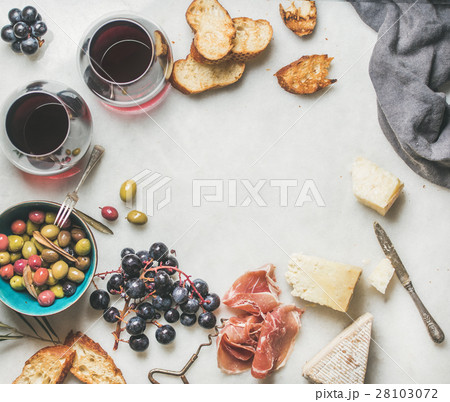 Cheese, olives, grapes, prosciutto, grilled Cheese, olives, grapes, prosciutto, grilled 28103072