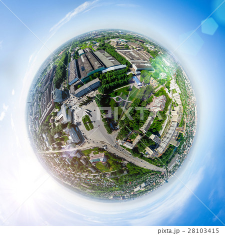 Aerial city view with crossroads and roads, houses 28103415