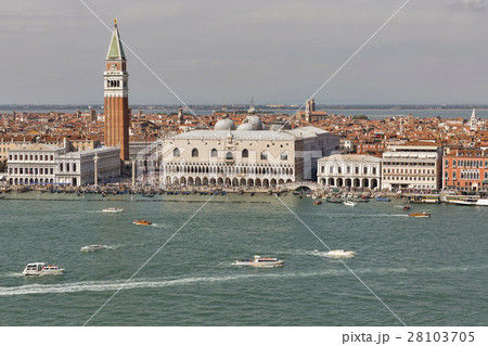 Venice cityscape, aerial view fron lagoon. Italy. 28103705