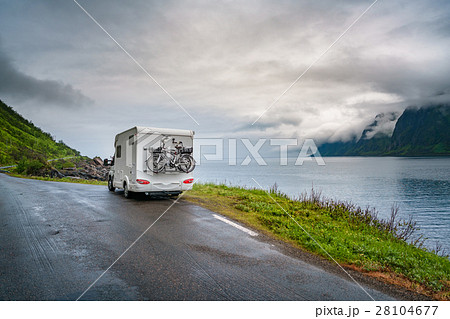 Caravan car travels on the highway. Caravan car travels on the highway. 28104677