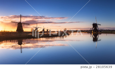 Rustic landscape with beautiful windmills 28105639