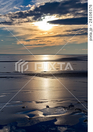 Winter sunset over the lake Balaton of Hungary Winter sunset over the lake Balaton of Hungary 28106376