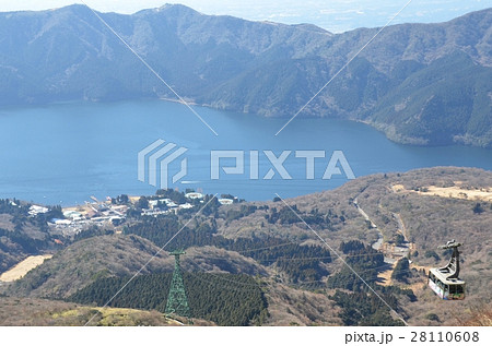 箱根駒ケ岳を登るロープウェーと箱根芦ノ湖の大パノラマ 28110608