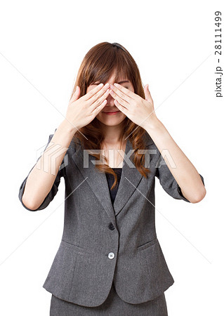 business woman covering her eyes 28111499