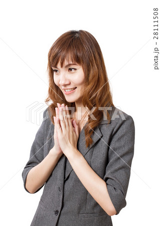 welcoming business woman's greeting gesture welcoming business woman's greeting gesture 28111508