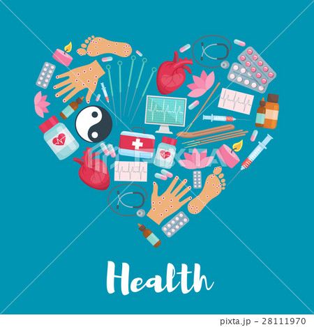 Acupuncture medicine heart health vector poster 28111970