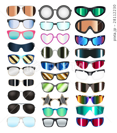 set of real colorful style glasses vector 28112230
