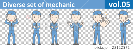Illustration of a mechanic wearing a blue work cloth vol. 05 28112571