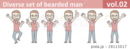 メガネをかけて髭を生やした男性のイラストvol.02 メガネをかけて髭を生やした男性のイラストvol.02 28113017