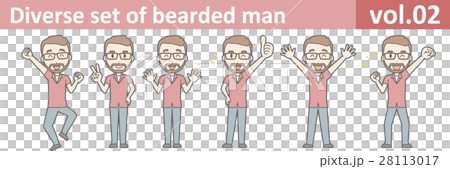メガネをかけて髭を生やした男性のイラストvol.02 メガネをかけて髭を生やした男性のイラストvol.02 28113017