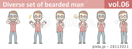 メガネをかけて髭を生やした男性のイラストvol.06 28113021