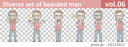 メガネをかけて髭を生やした男性のイラストvol.06 28113021