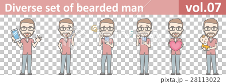 Illustration of men who wore glasses and grew beard vol.07 28113022