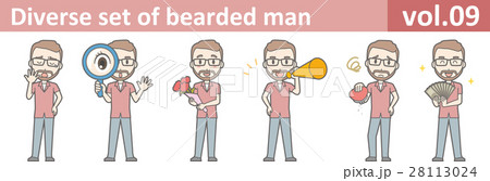メガネをかけて髭を生やした男性のイラストvol.09 メガネをかけて髭を生やした男性のイラストvol.09 28113024