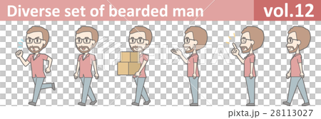 メガネをかけて髭を生やした男性のイラストvol.12 28113027