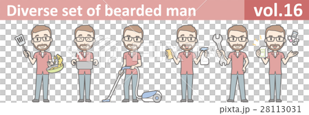メガネをかけて髭を生やした男性のイラストvol.16 28113031