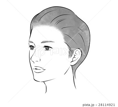 女性の顔 モノクロ加工用 のイラスト素材