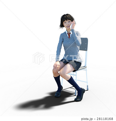 スマートフォンを使う女子高生 permong3DCG イラスト素材 スマートフォンを使う女子高生 permong3DCG イラスト素材 28118168
