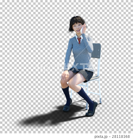 スマートフォンを使う女子高生 permong3DCG イラスト素材 スマートフォンを使う女子高生 permong3DCG イラスト素材 28118168