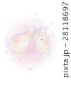 桜と笑顔の母子 28118697